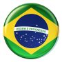 Badge with flag of Brazil, 3D rendering  isolated on white background